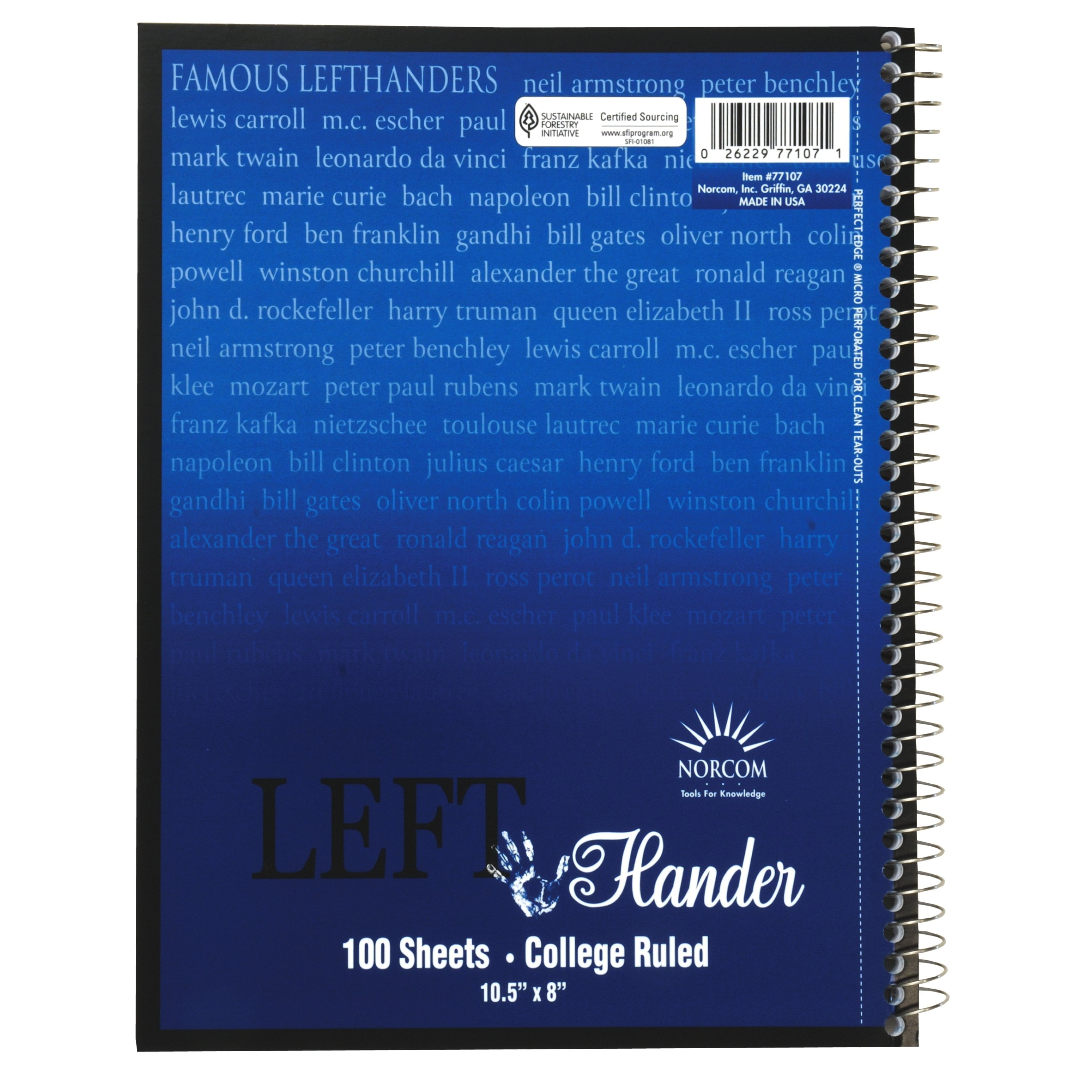 3-Pack Left-Handed Spiral Notebook, College Ruled, 100 Sheets per Pack, Assorted Colors - CommunityRateLLC