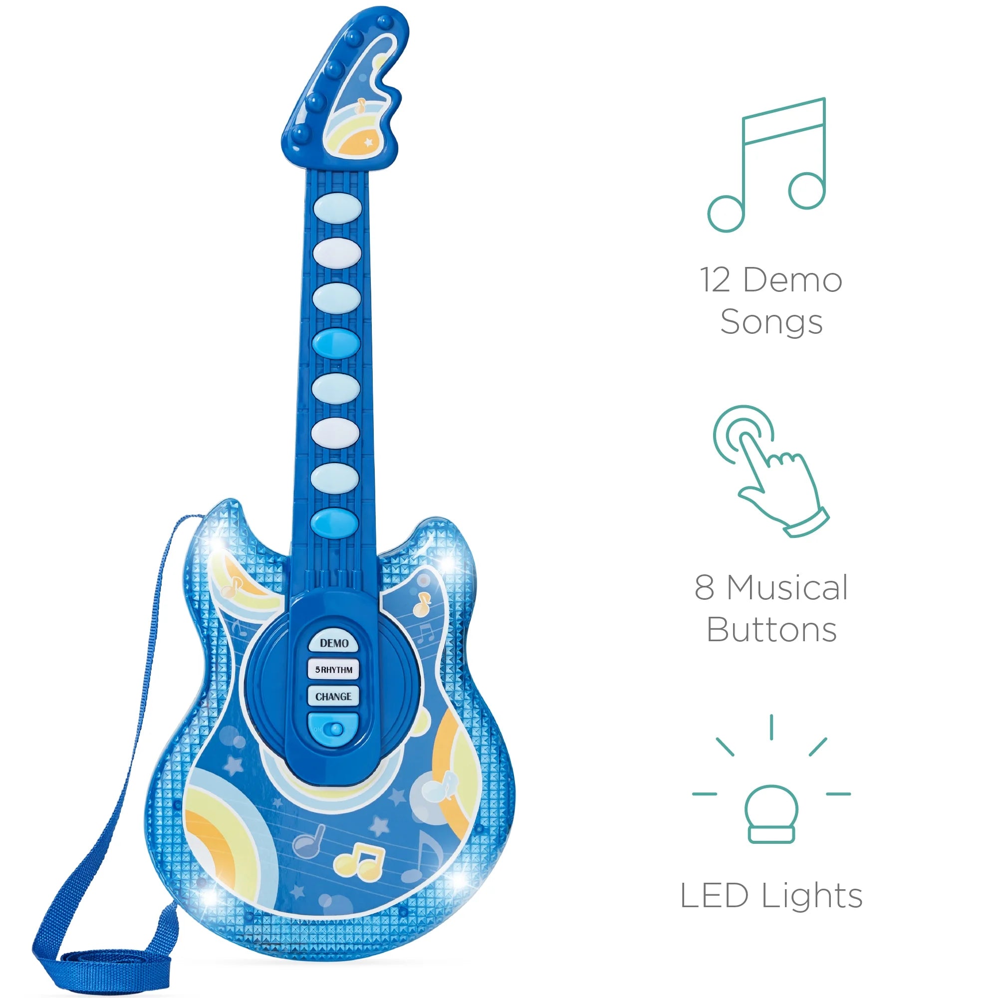 19-Inch Navy Children's Flash Guitar with Microphone and Stand - Perfect Pretend Play Musical Toy!