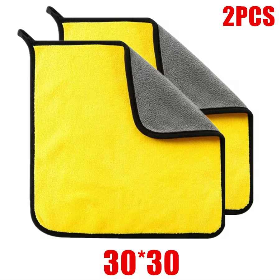 Microfiber Cleaning Towels - Thick, Soft Drying Cloths for Car Body Washing - Double Layer Cleaning Rags - Available in 1, 2, or 6 Packs - Essential Car Accessories