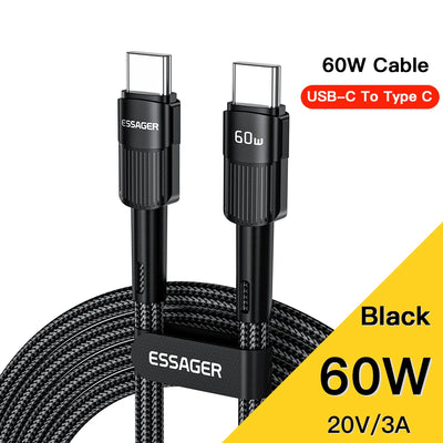 100W USB Type-C to USB-C Fast Charging Cable, 3M Length, Compatible with MacBook, Samsung, and Xiaomi