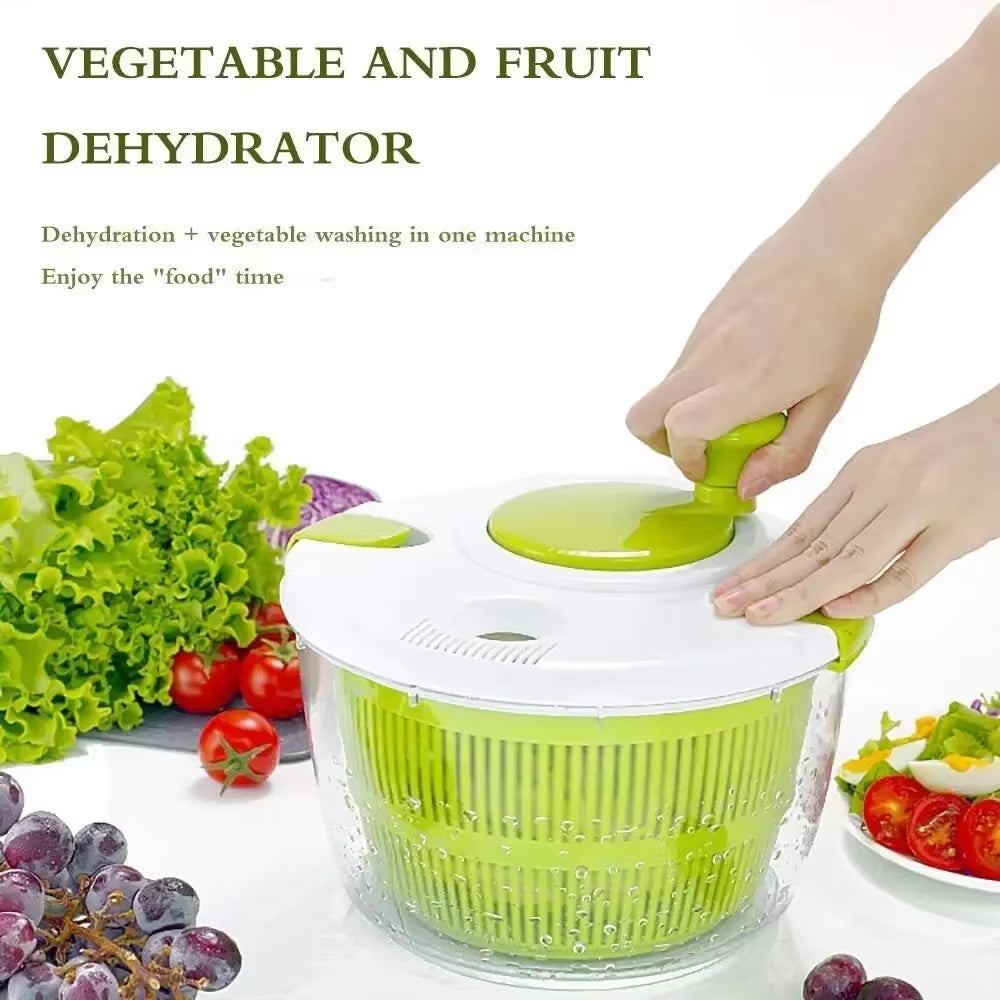 Effortless Salad Spinner & Fruit Dryer - Hand Crank Vegetable Centrifuge for Quick Food Dehydration - Essential Kitchen Accessory