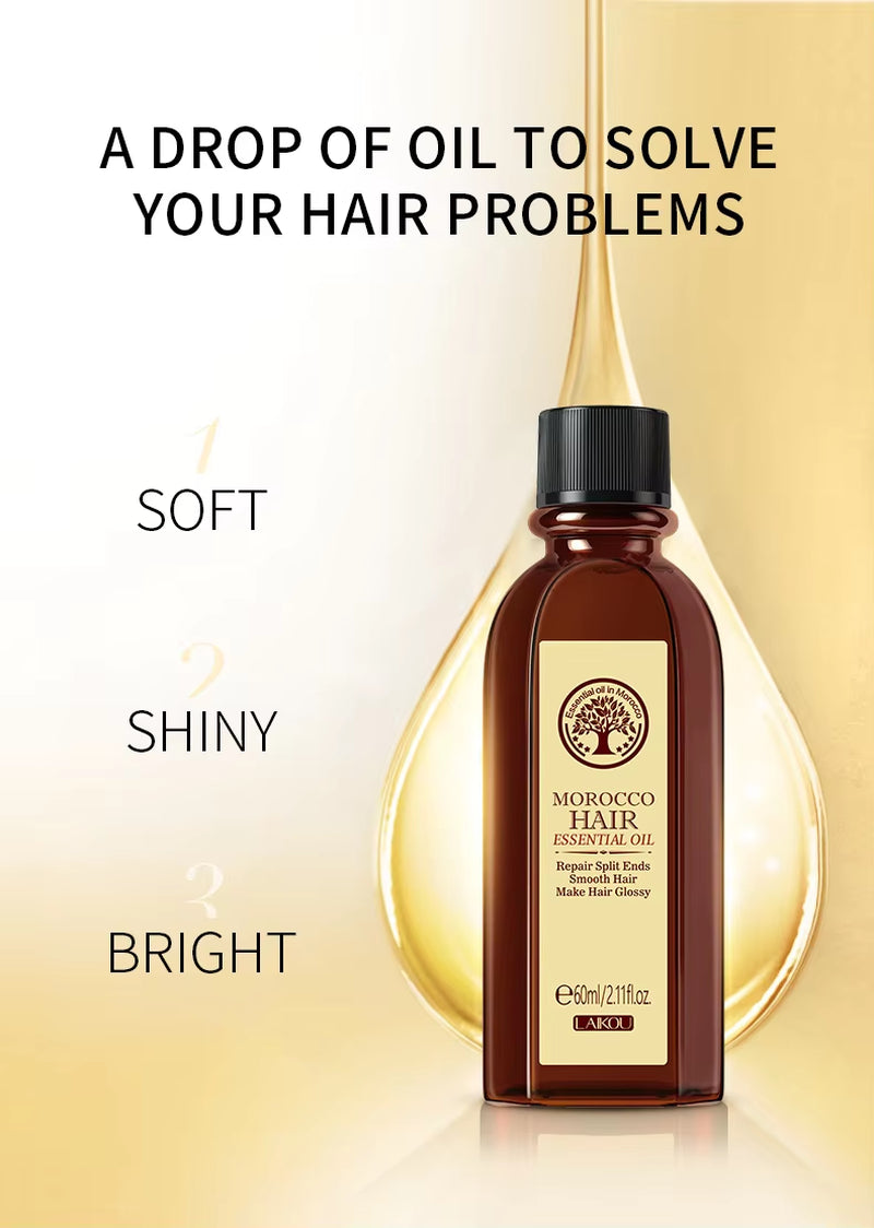 Argan Essence Oil for Hair - Moisturizing, Brightening, and Nourishing Treatment for Dry and Damaged Hair (60ml)