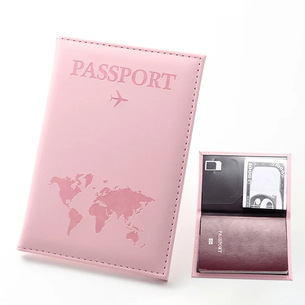 Women Men RFID Vintage Business Passport Covers Holder Multi-Function ID Bank Card PU Leather Wallet Case Travel Accessories