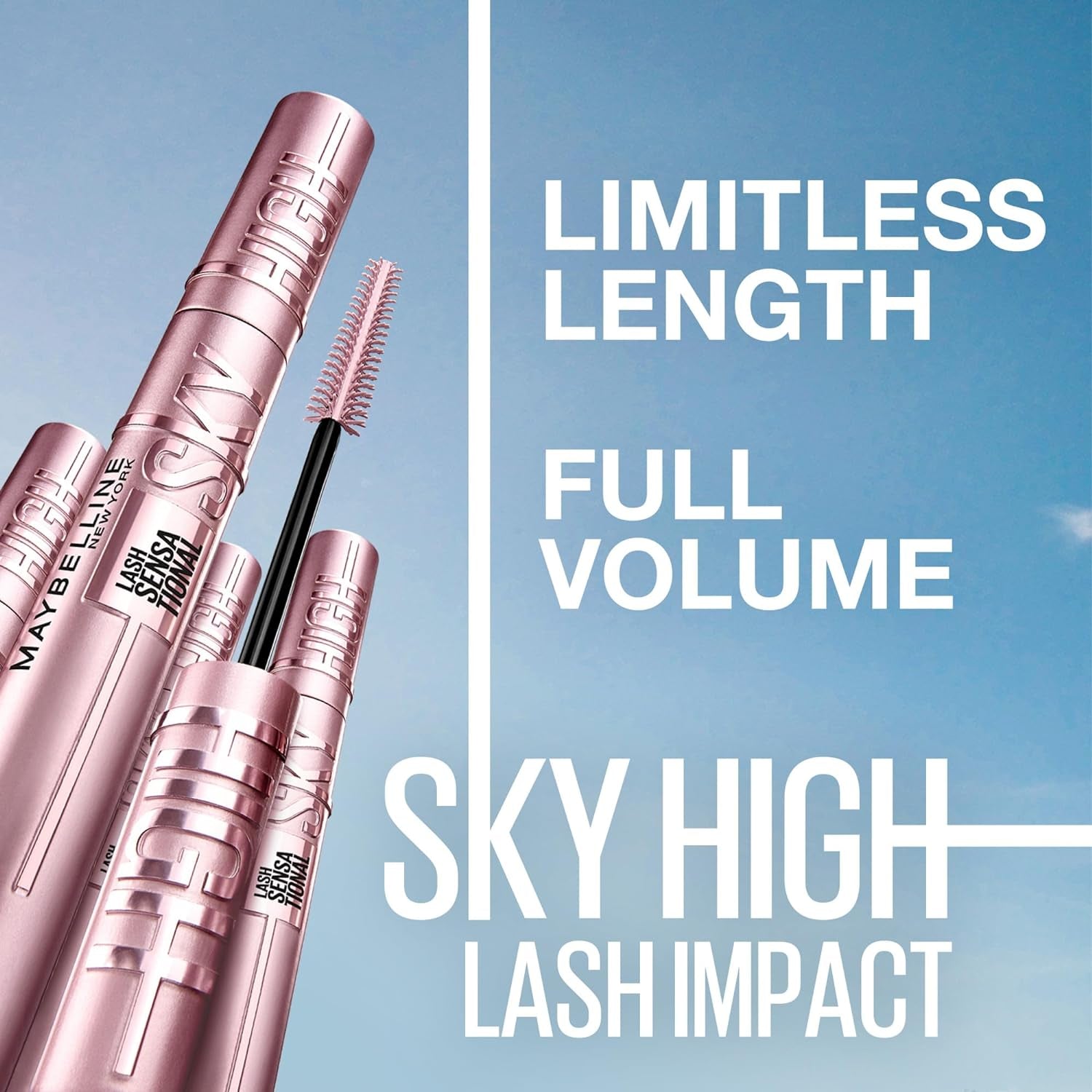 Lash Sensational Sky High Washable Mascara - Volumizing, Lengthening, Defining, Curling, and Multiplying Formula in True Brown, 1 Count