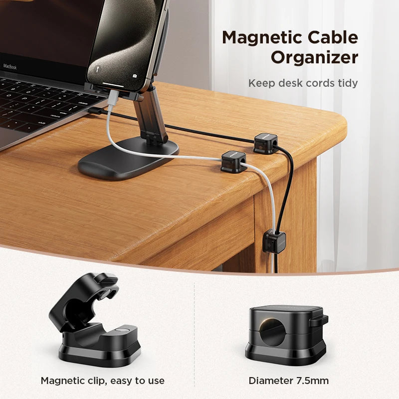 Magnetic Cable Clips - Adjustable Cord Management System for Under Desk Organization