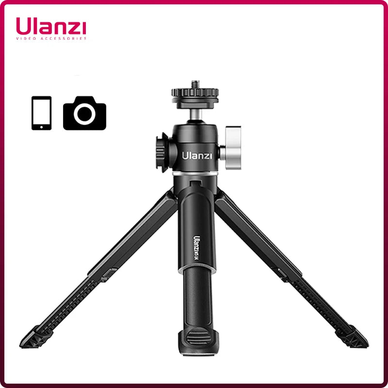 U-Vlog Lite Extendable Tripod with Dual Cold Shoe and Ball Head for Smartphones and DSLR Cameras (Sony, Canon, Nikon)