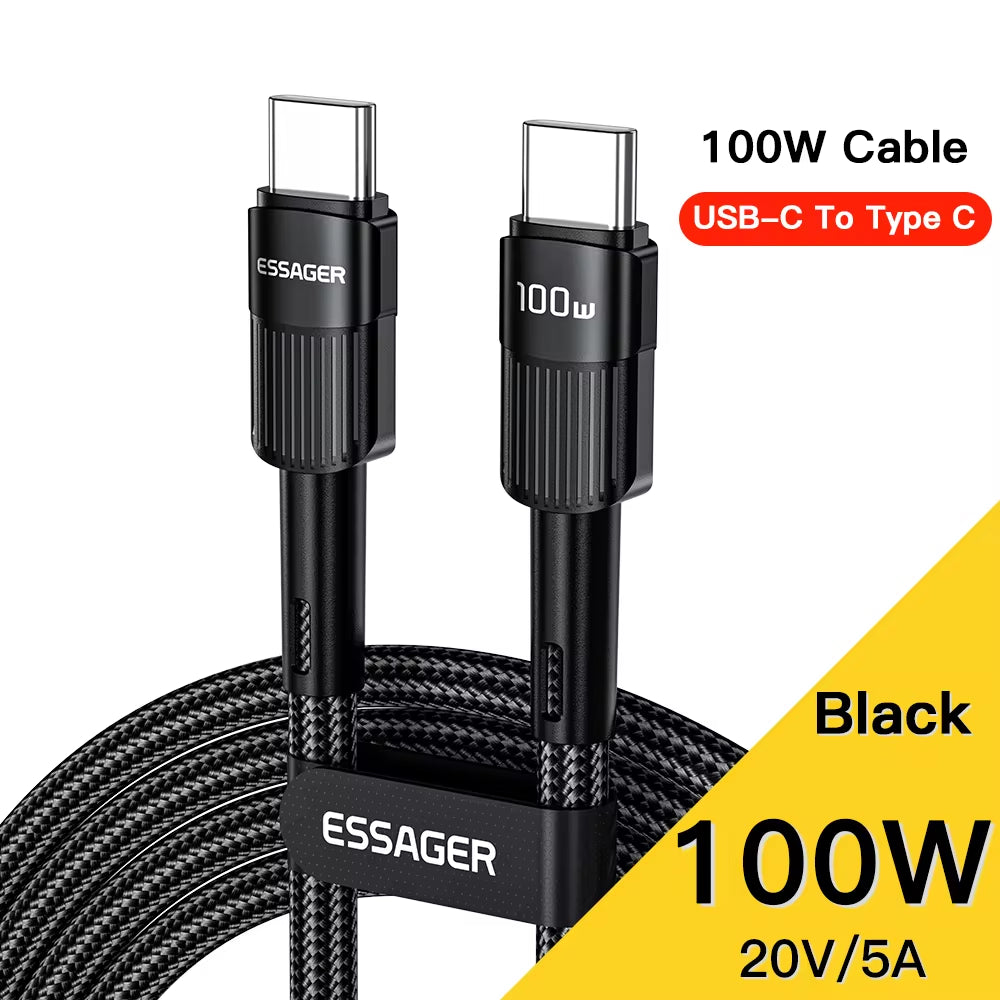 100W USB Type-C to USB-C Fast Charging Cable, 3M Length, Compatible with MacBook, Samsung, and Xiaomi