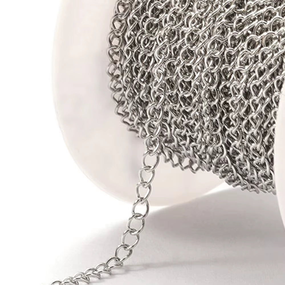 2-Meter No Fade Stainless Steel Chains for Jewelry Making - Gold Beaded Necklace and Bracelet Accessories