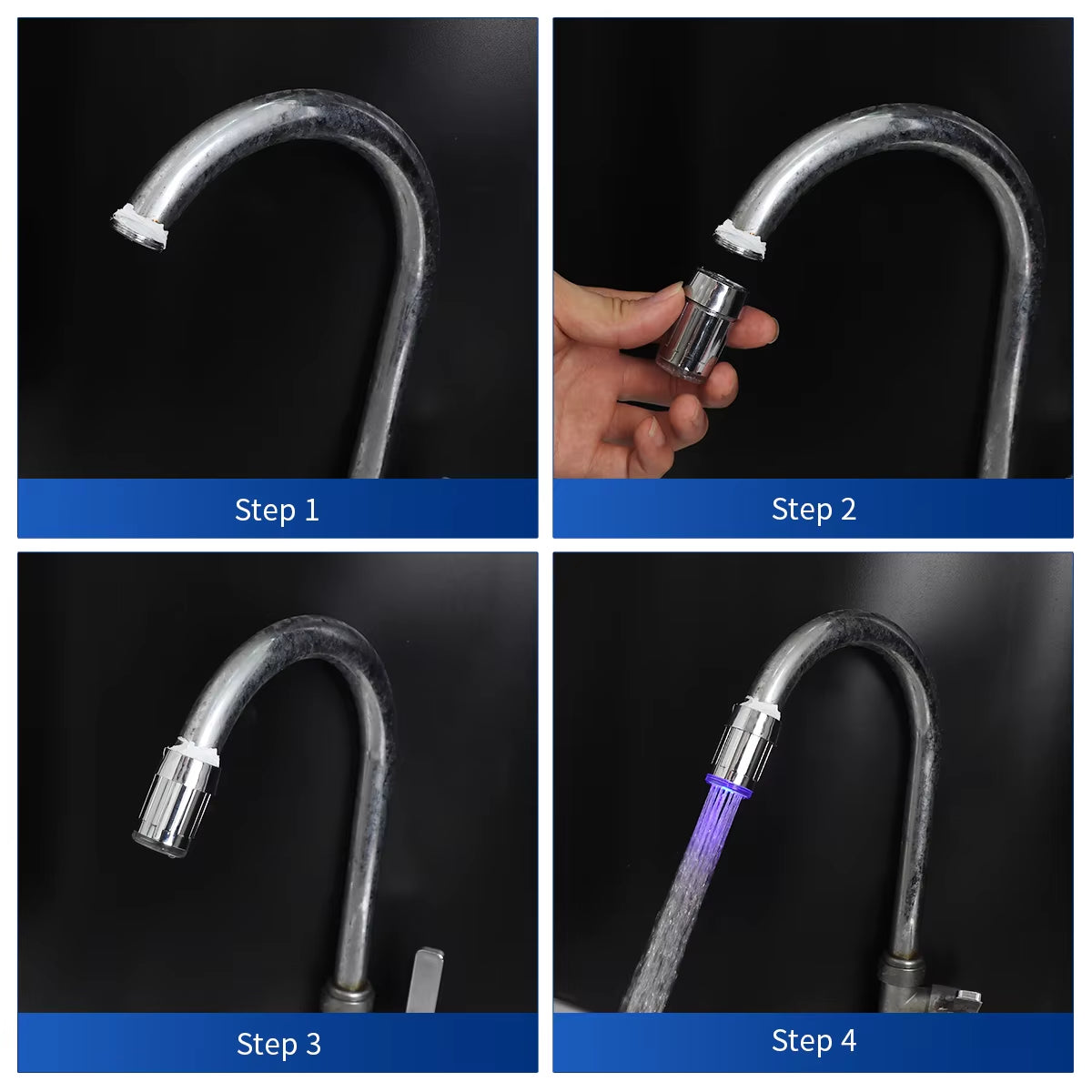 Color-Changing LED Temperature-Sensitive Faucet Aerator - Water-Saving Kitchen & Bathroom Tap Nozzle