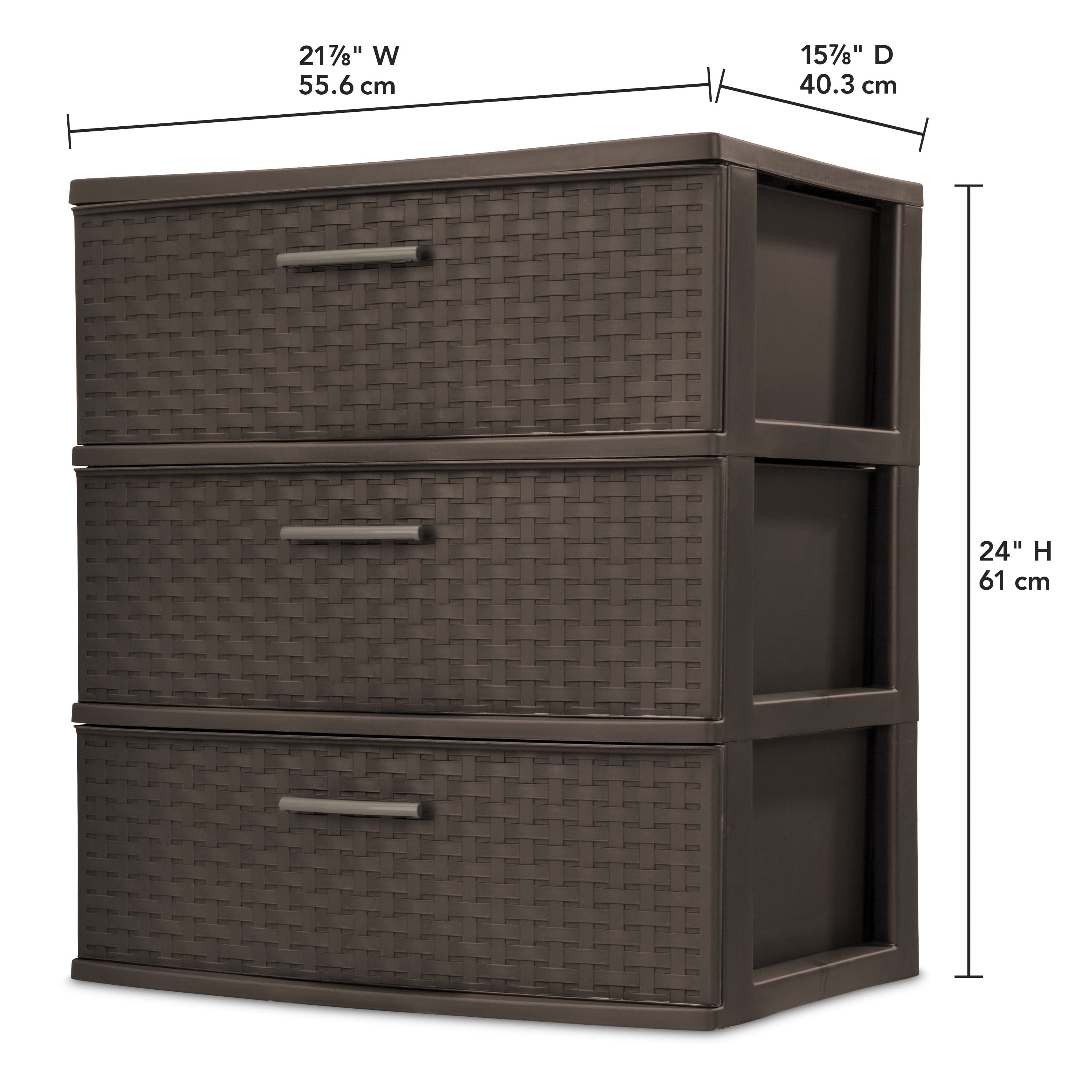 3 Drawer Wide Weave Tower Espresso