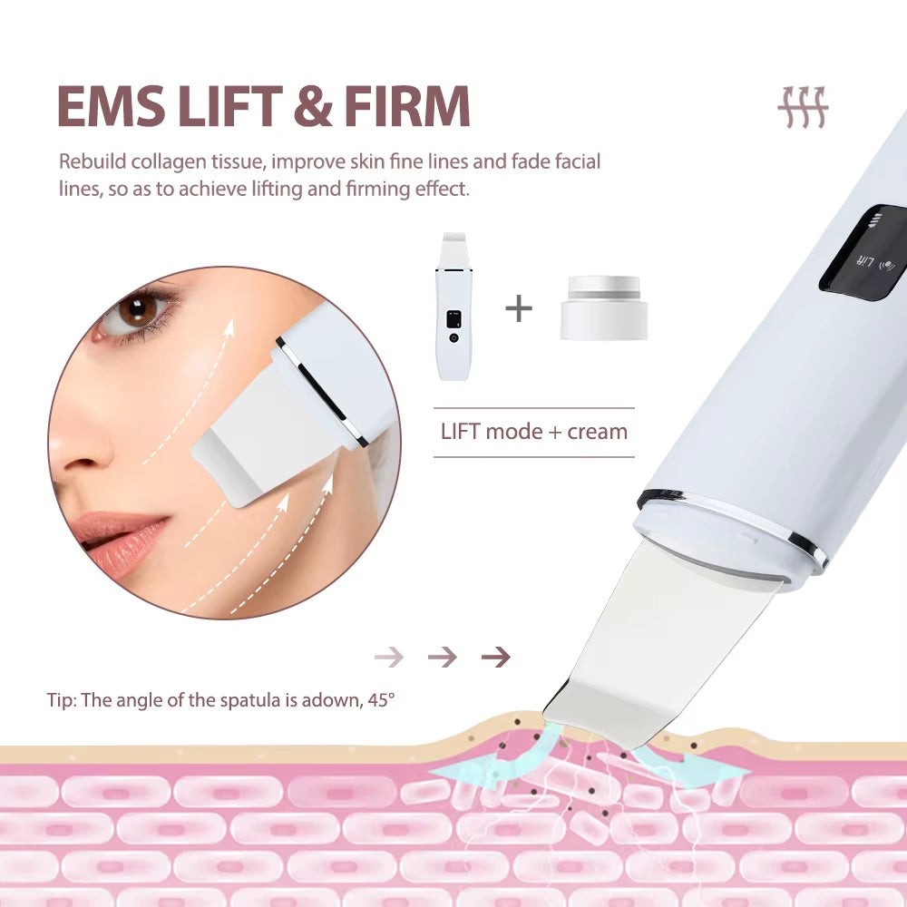 Ultrasonic Skin Scrubber and Blackhead Remover with 4 Modes for Deep Cleansing and Facial Lifting