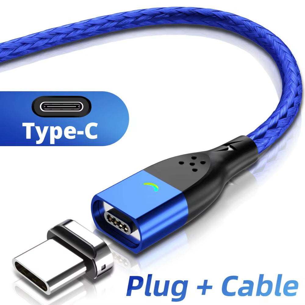 3A USB Magnetic Phone Charger and Data Cable - Fast Charging Type C and Micro USB Magnetic Charging Wire