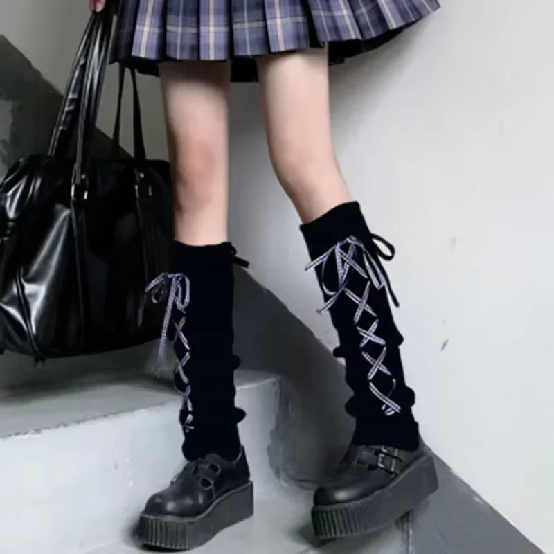 Ladies' Knitted Long Socks and Arm Warmers - White Crochet Leg Warmers for Autumn and Winter