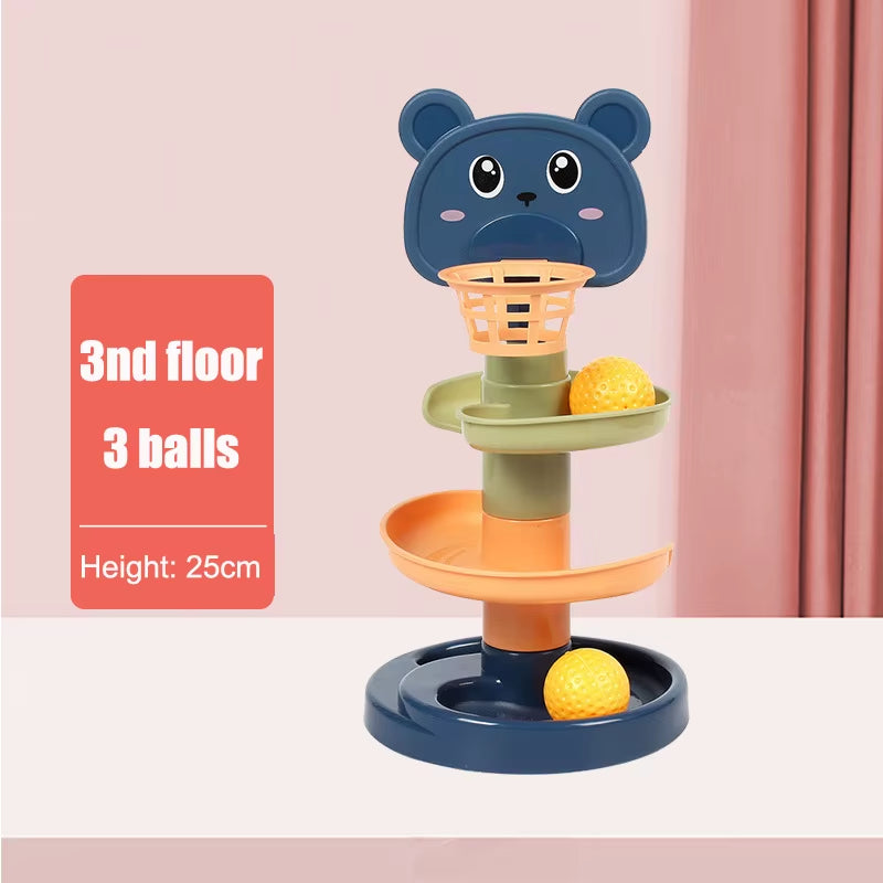 Early Educational Stacking and Rolling Ball Tower Toy for Toddlers - Interactive Spin Track Puzzle Gift for Children