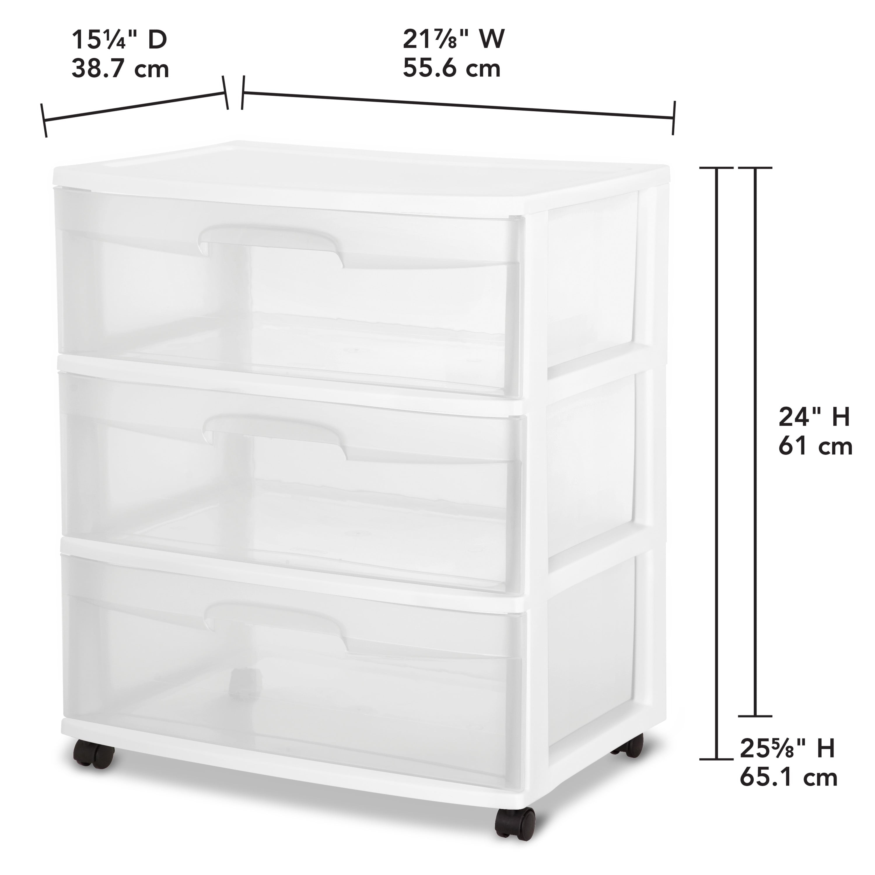 Wide 3 Drawer Cart White - CommunityRateLLC