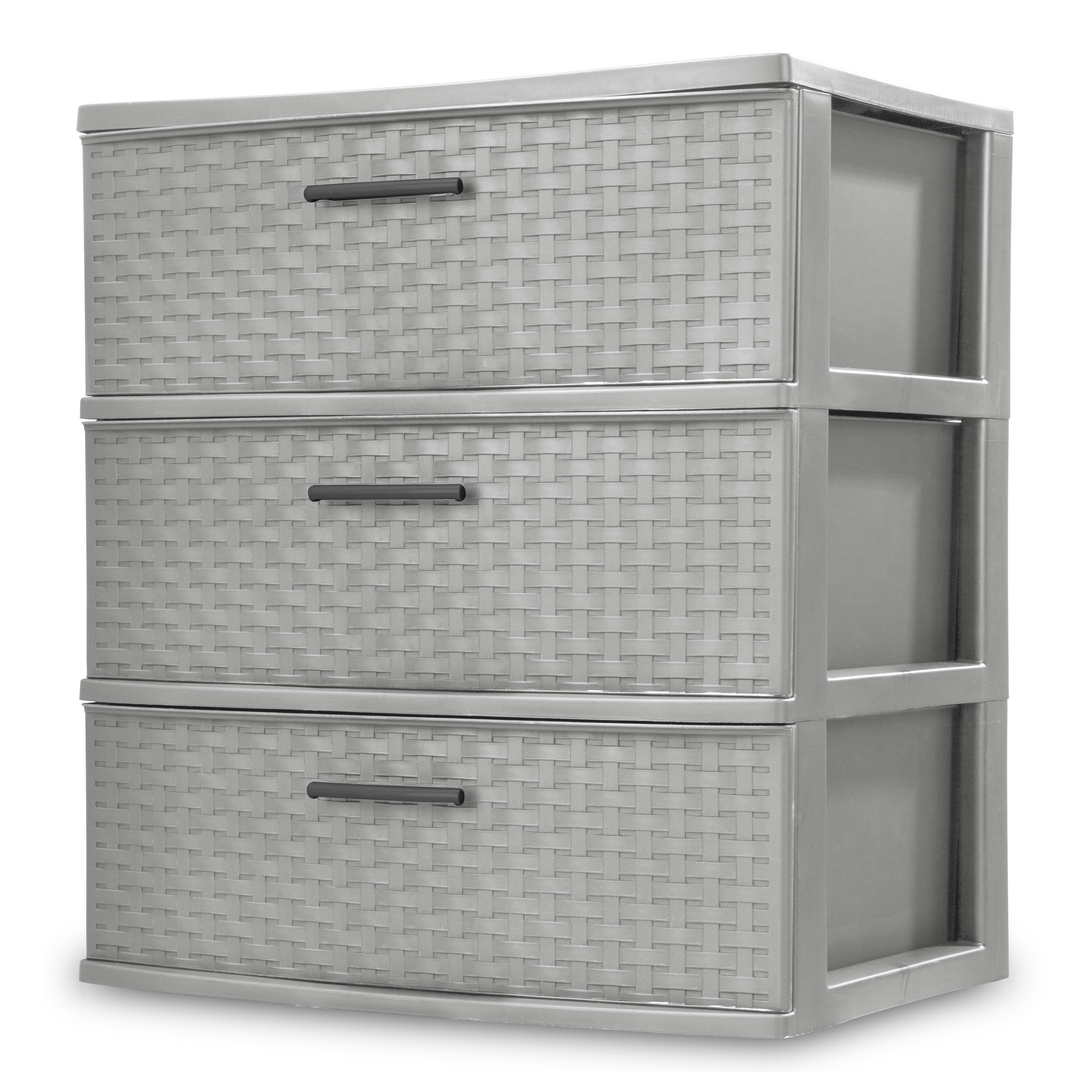 3 Drawer Wide Weave Tower Cement - CommunityRateLLC