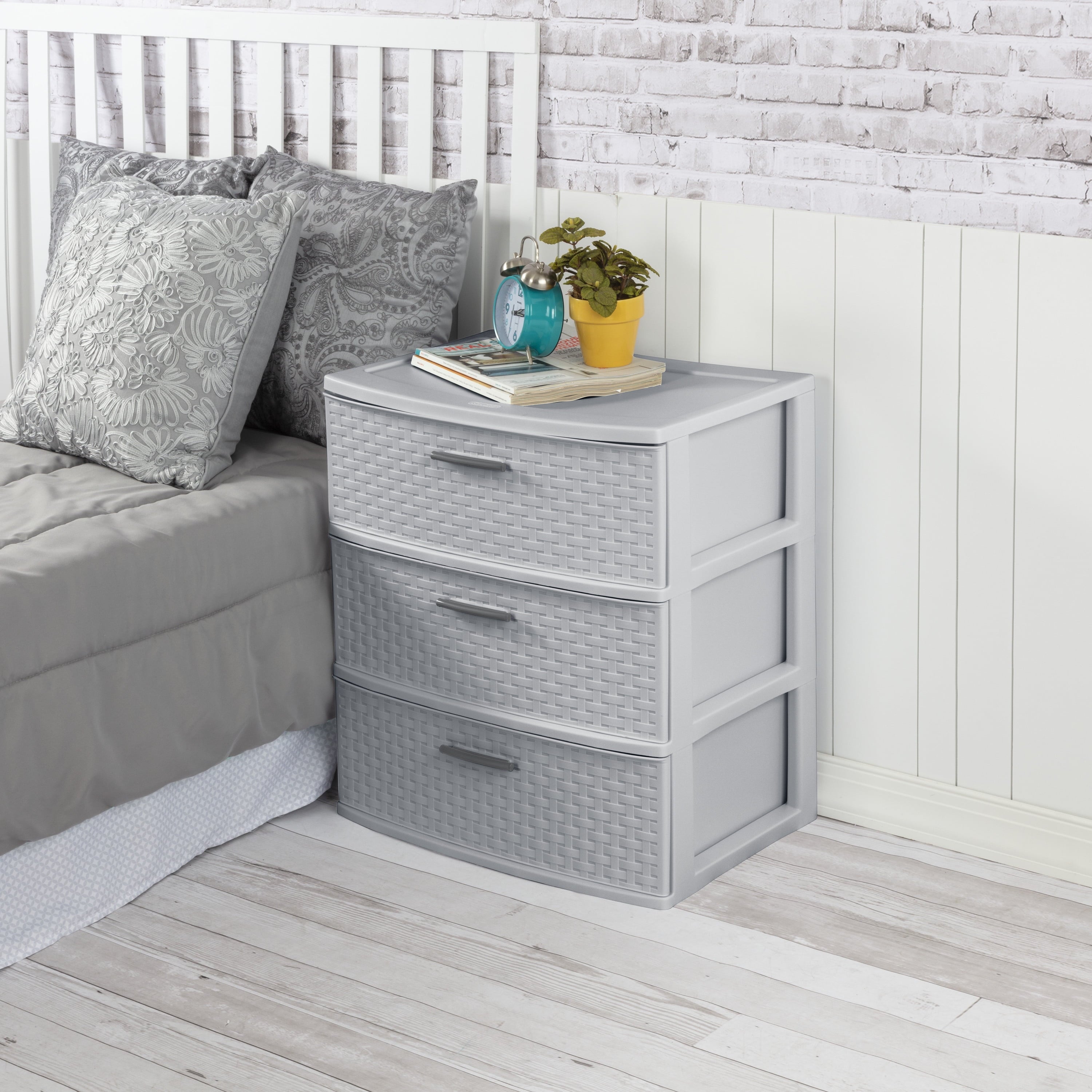 3 Drawer Wide Weave Tower Cement - CommunityRateLLC