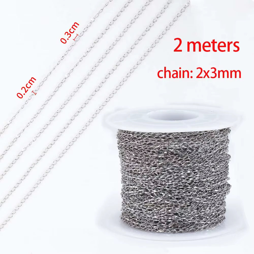 2-Meter No Fade Stainless Steel Chains for Jewelry Making - Gold Beaded Necklace and Bracelet Accessories