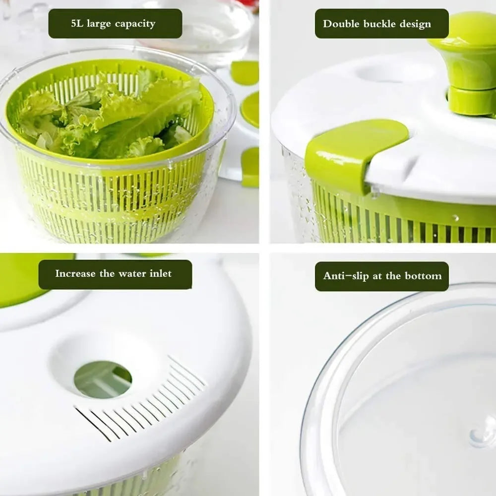 Effortless Salad Spinner & Fruit Dryer - Hand Crank Vegetable Centrifuge for Quick Food Dehydration - Essential Kitchen Accessory