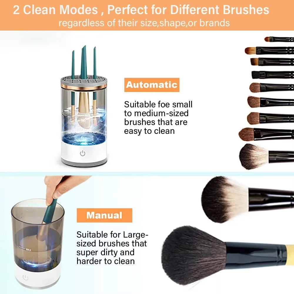 Portable 3-in-1 USB Electric Makeup Brush Cleaner and Quick Drying Rack