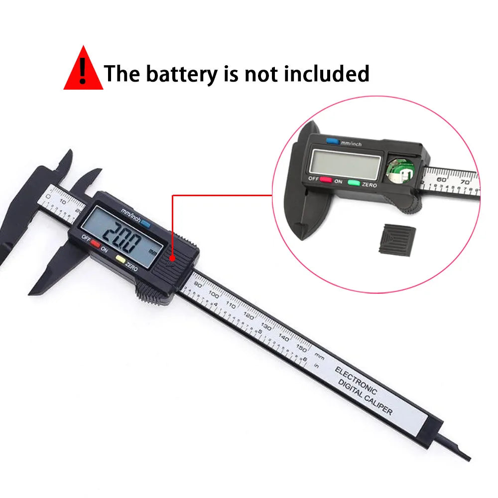 150mm x 100mm Electronic Digital Caliper with Carbon Fiber Dial - Precision Vernier Gauge and Measuring Tool