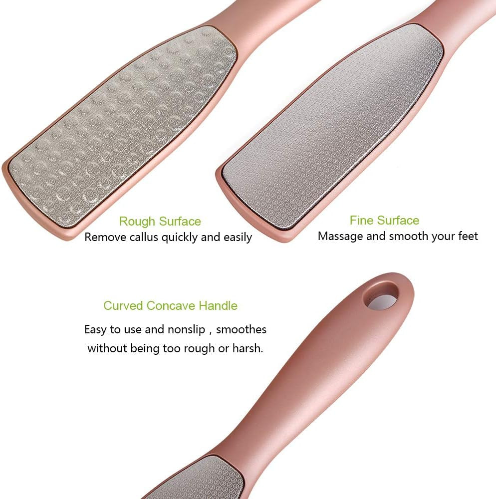 Foot File Callus Remover, Double Sided Foot Scrubber for Dead Skin, Stainless Steel Pedicure File for Cracked Heel W/Cloth Storage Bag & Gift Box.