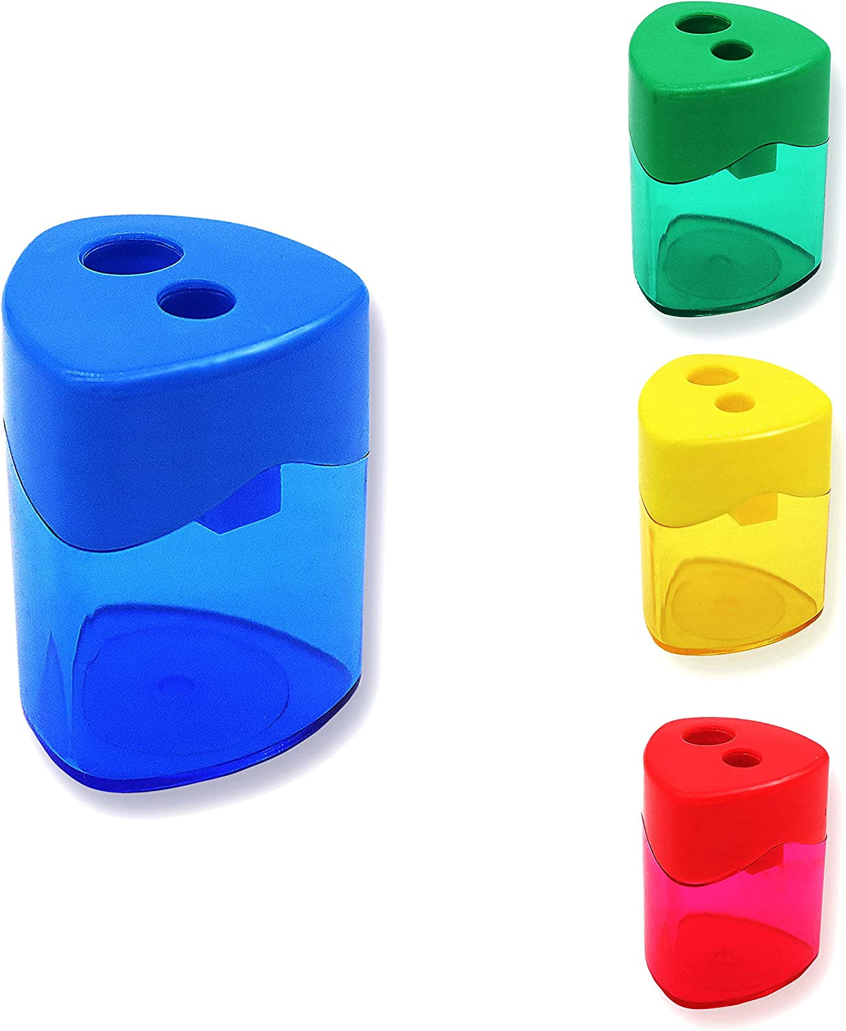 Set of 4  Manual Dual-Hole Compact Handheld Pencil Sharpeners for Kids and Adults - Ideal for School, Home, and Office Use - CommunityRateLLC