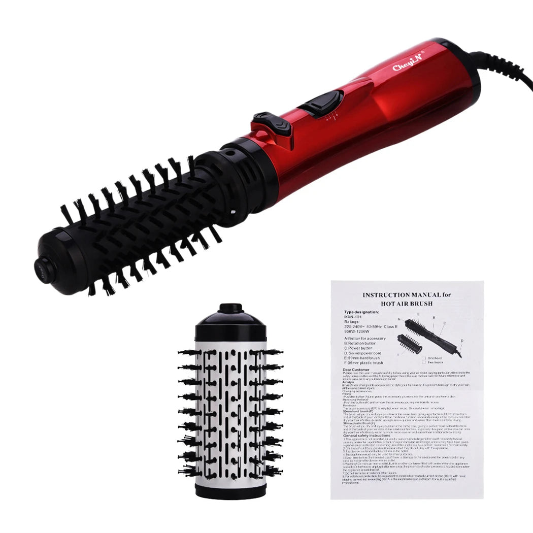 2-in-1 Hot Air Spin Brush Hair Dryer and Volumizer with Auto-Rotating Ionic Technology for Curling and Straightening