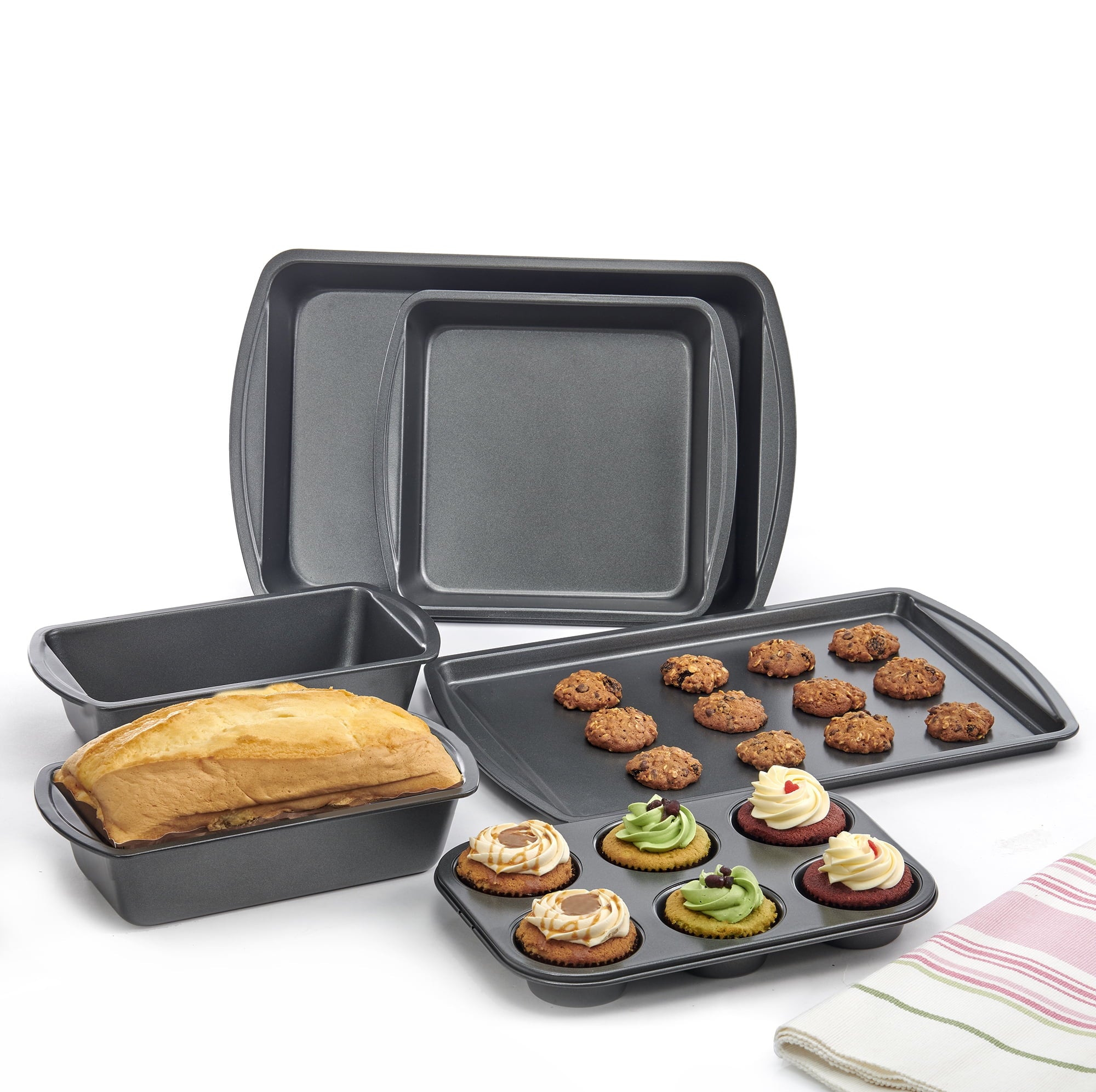 6 Piece Non-Stick Bakeware Sets, Easy for Release and Clean Up, Carbon Steel, Gray - CommunityRateLLC