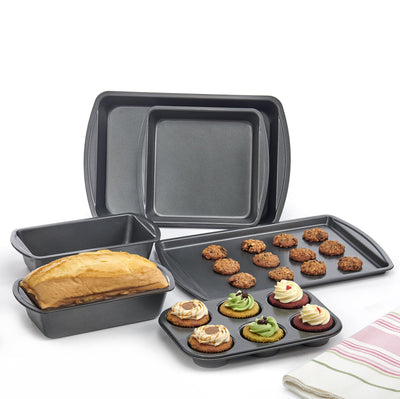 6 Piece Non-Stick Bakeware Sets, Easy for Release and Clean Up, Carbon Steel, Gray - CommunityRateLLC