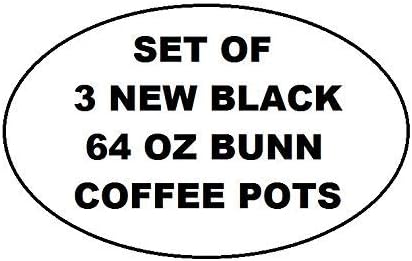 12-Cup Coffee Pot Decanter/Carafe - Black with Ergonomic Handle - New Glass Design (Pack of 3)