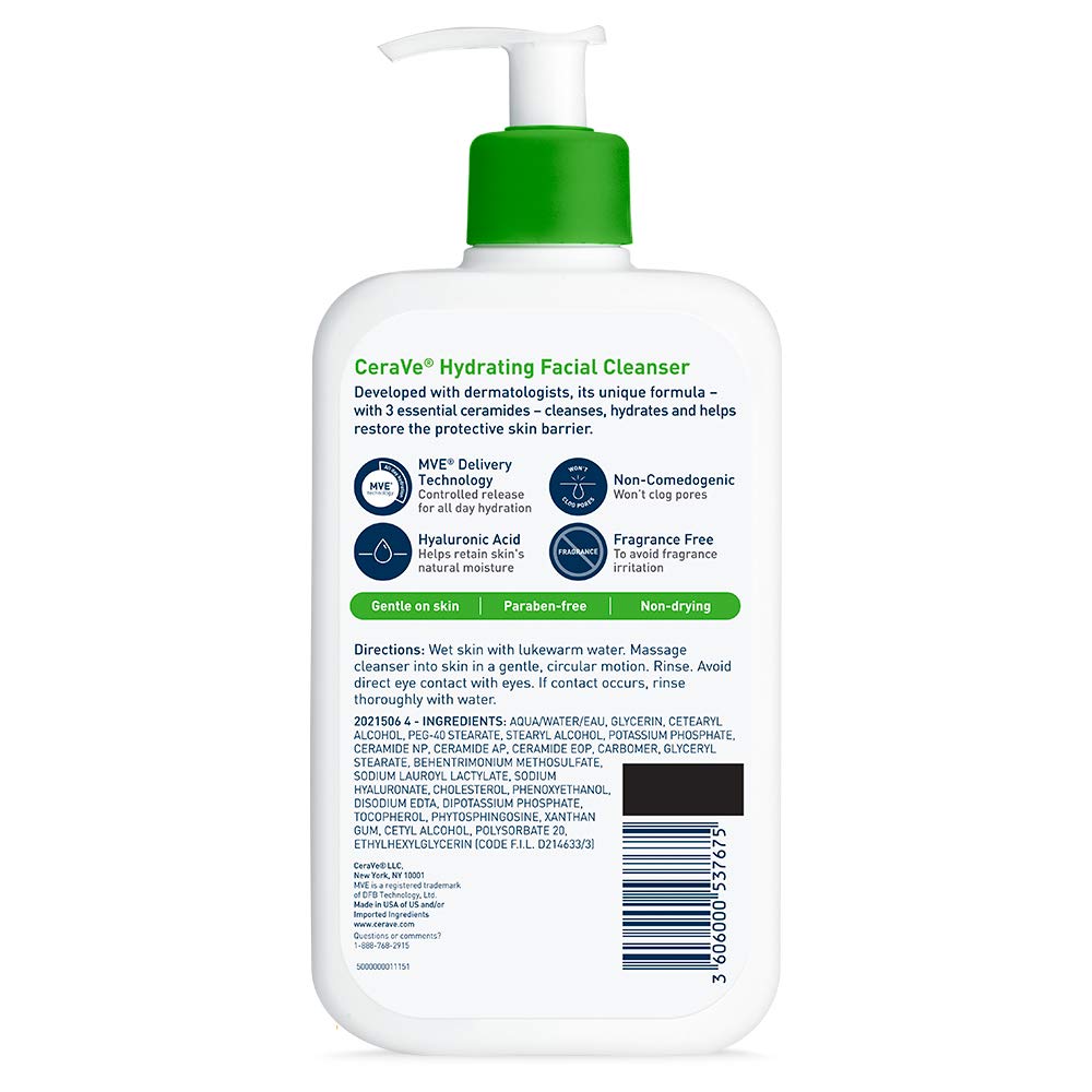 Hydrating Facial Cleanser | Moisturizing Wash for Dry Skin with Hyaluronic Acid, Ceramides, and Glycerin | Certified by the National Eczema Association