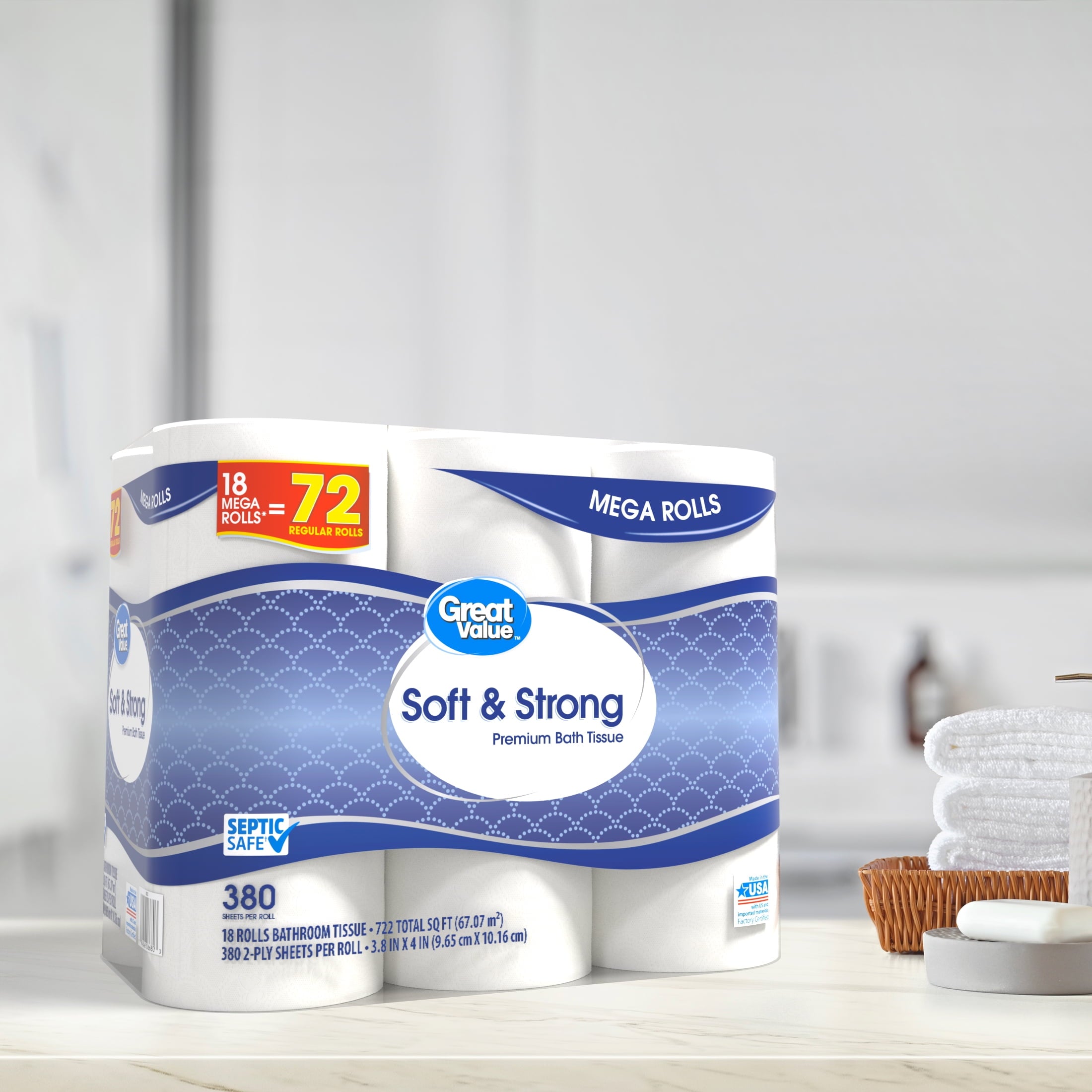 Soft & Strong Premium Toilet Paper, 18 Mega Rolls - CommunityRateLLC