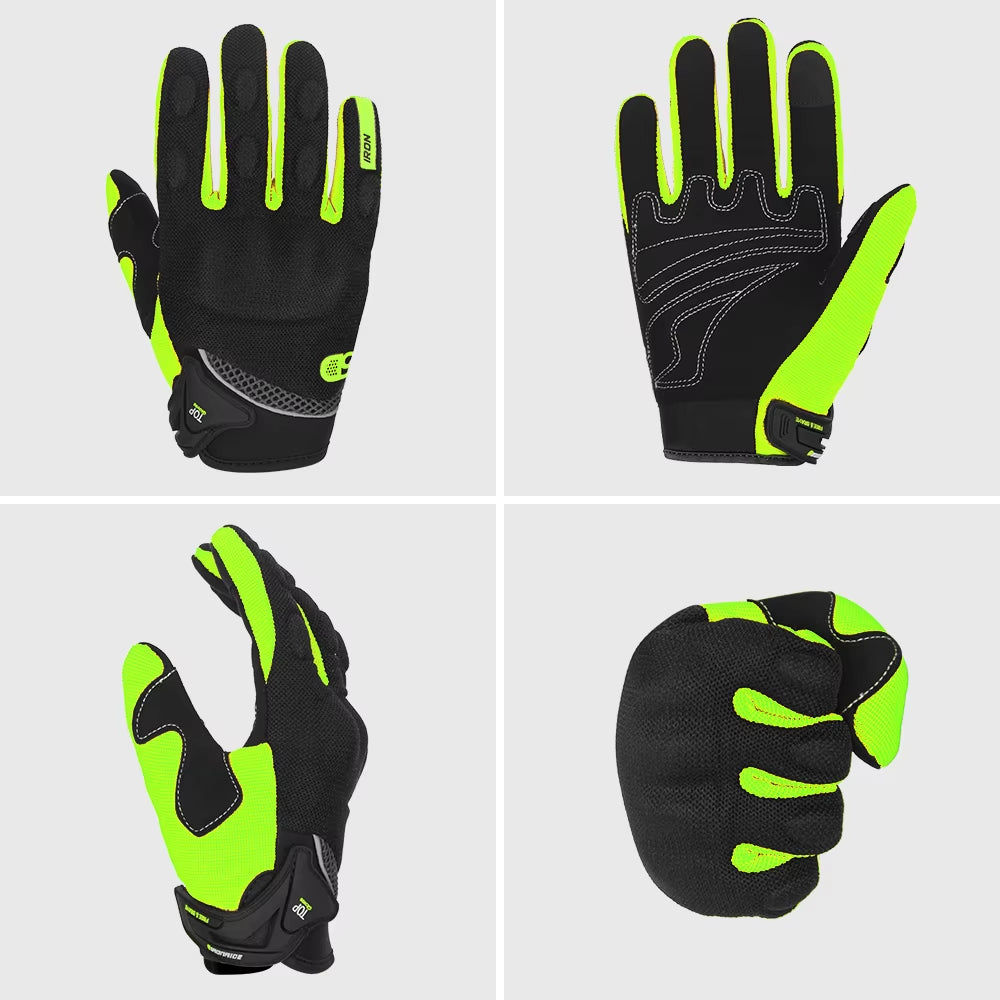 Breathable Full Finger Racing Gloves for Motorcycles with Touch Screen Compatibility
