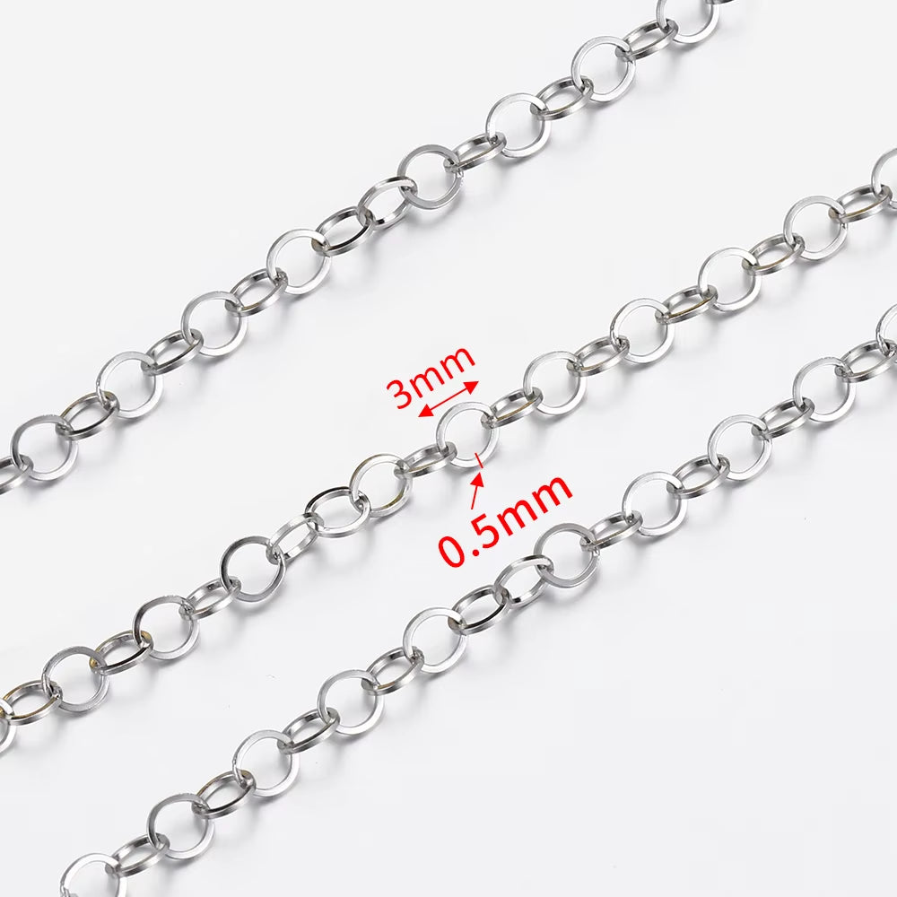 2-Meter No Fade Stainless Steel Chains for Jewelry Making - Gold Beaded Necklace and Bracelet Accessories