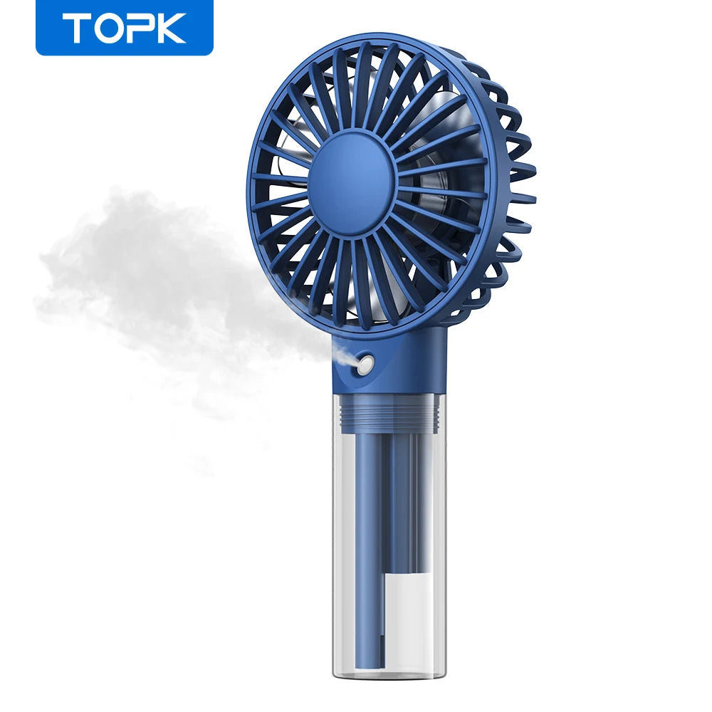Rechargeable Portable Handheld Misting Fan with 2000mAh Battery - Foldable Mini Personal Spray Water Mist Fan