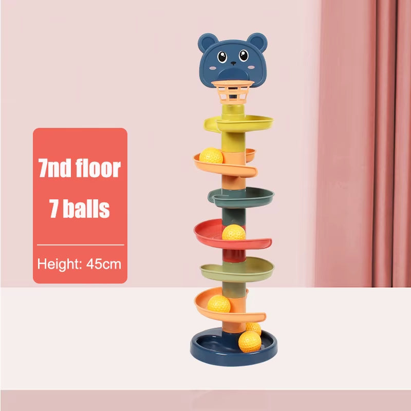 Early Educational Stacking and Rolling Ball Tower Toy for Toddlers - Interactive Spin Track Puzzle Gift for Children