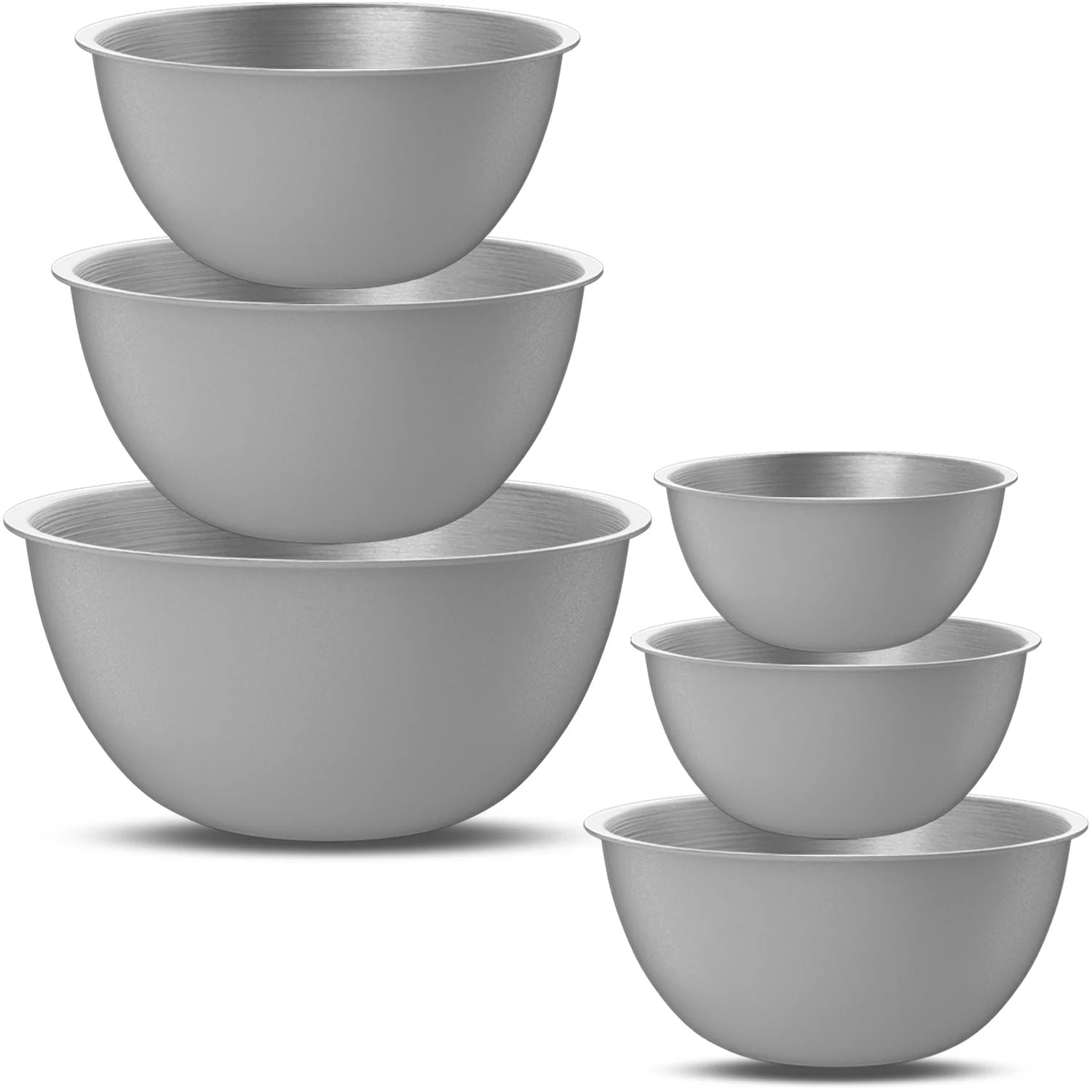 Versatile Stainless Steel Mixing Bowls Set of 6 - Perfect for Prep, Baking, and Serving - Nesting Design in Stylish Gray - CommunityRateLLC