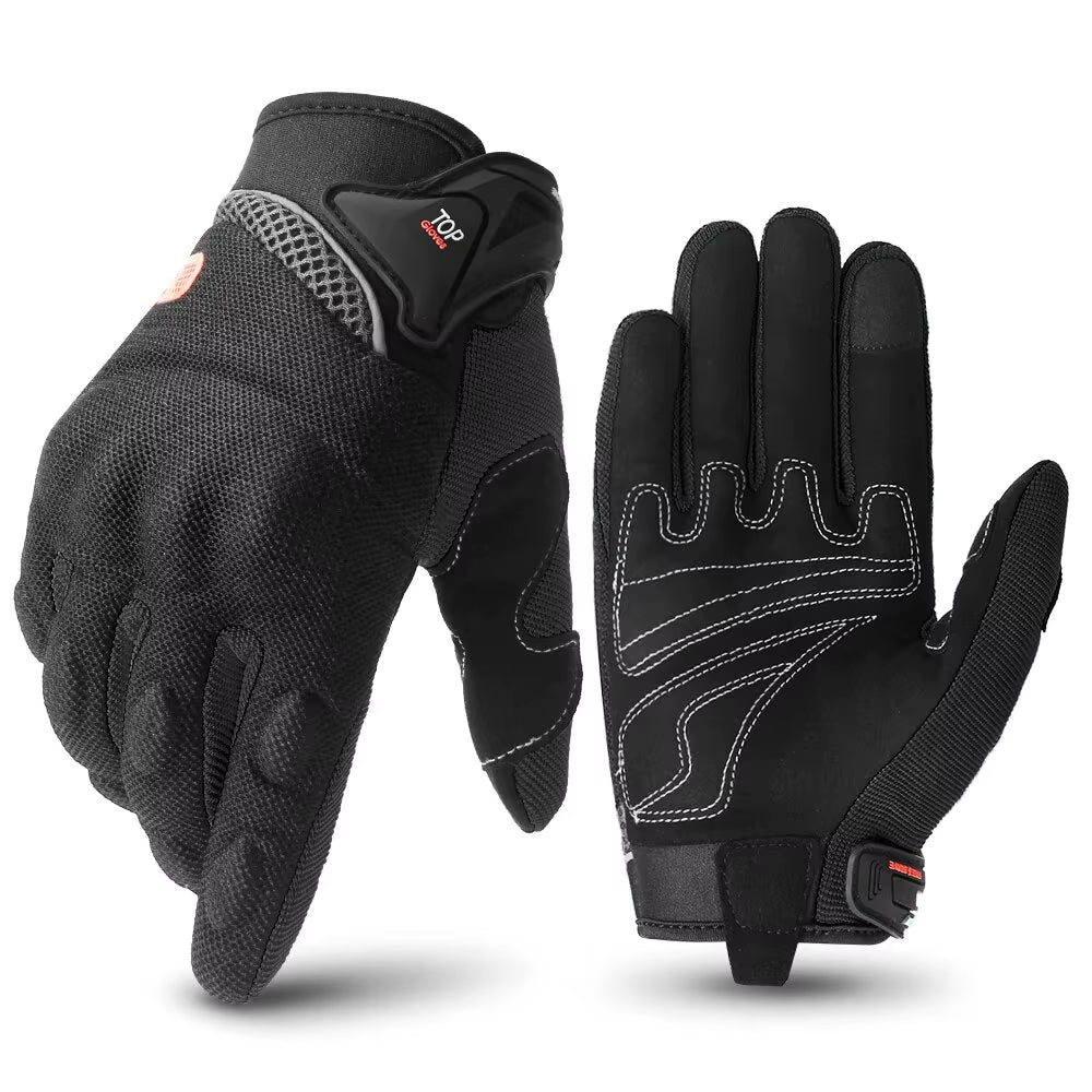 Breathable Full Finger Racing Gloves for Motorcycles with Touch Screen Compatibility