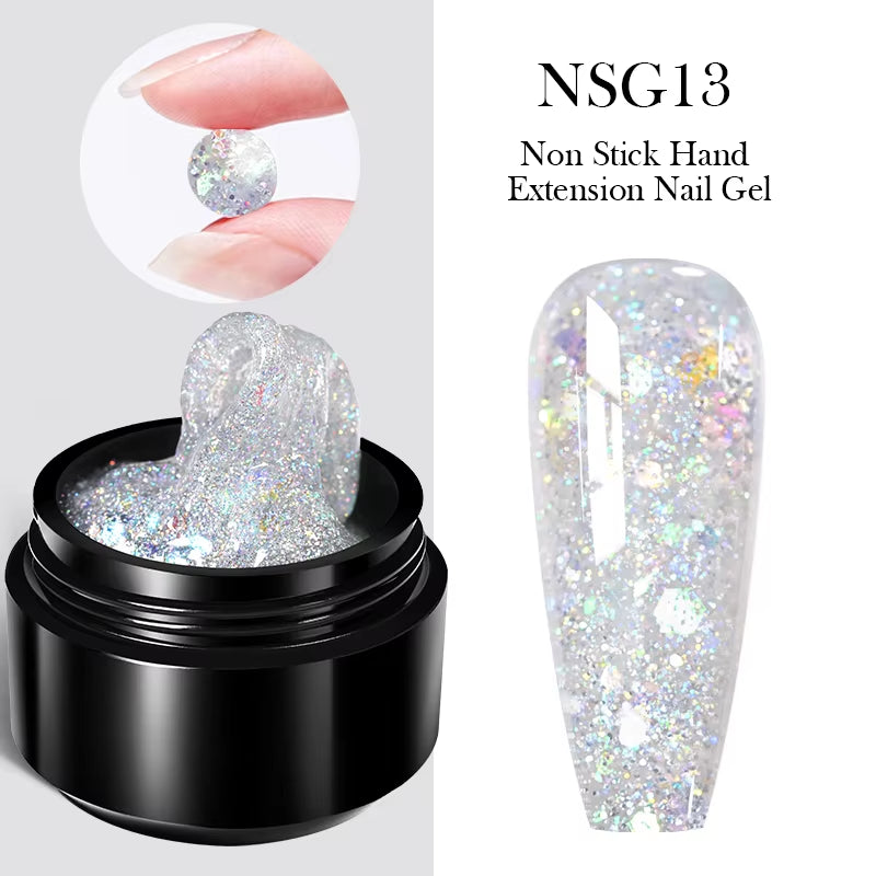 30ml Glitter Pink Hard Jelly Nail Extension Gel - Milky White Clear Soak Off UV Construction Gel