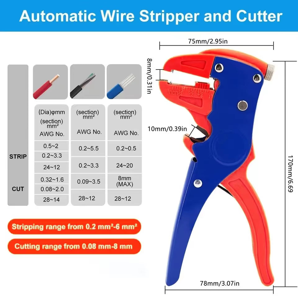 Heavy-Duty 2-in-1 Automatic Wire Stripper and Cutter Eagle Nose Pliers for Automotive and Electronic Repairs