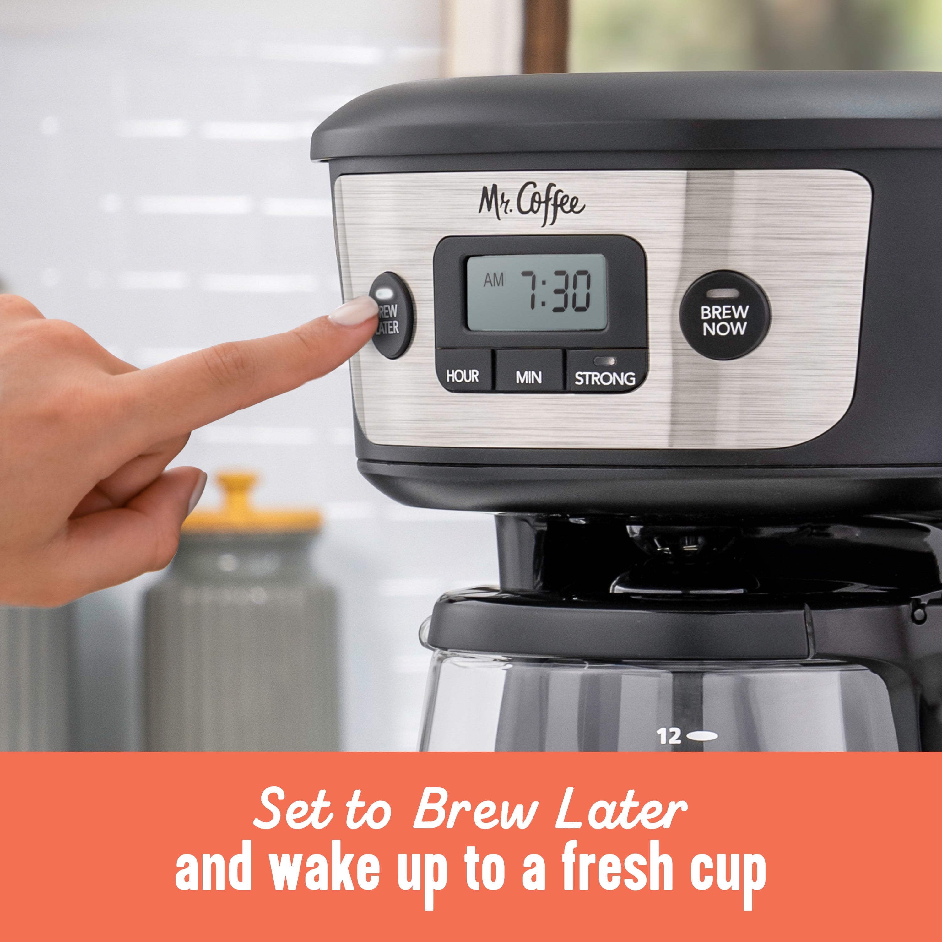 12-Cup Programmable Coffee Maker with Strong Brew and Stainless Steel Finish