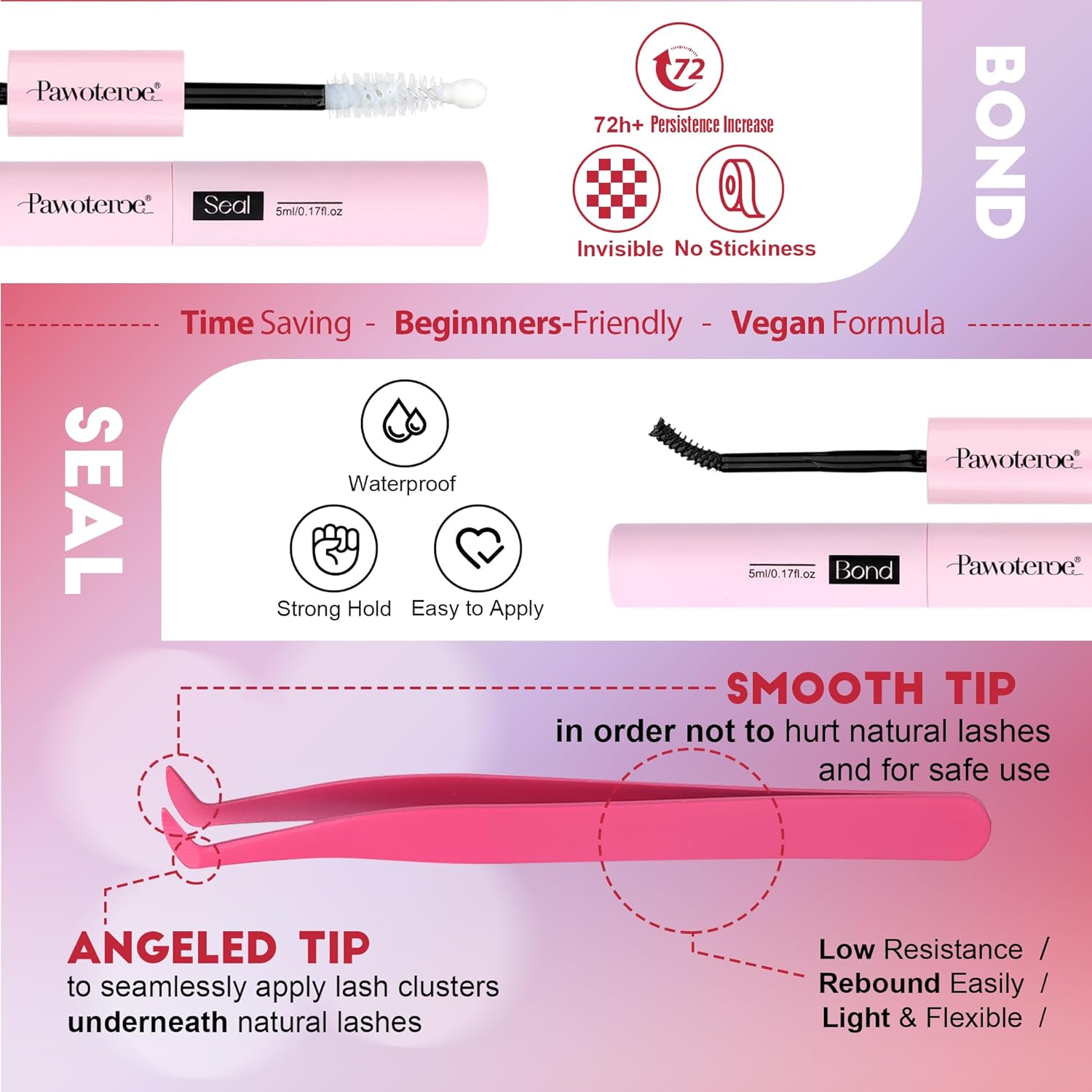 Professional Lash Extension Kit: Individual Lash Clusters (9-16mm, 30D & 40D) with Adhesive, Sealant, and Tweezers for At-Home Application