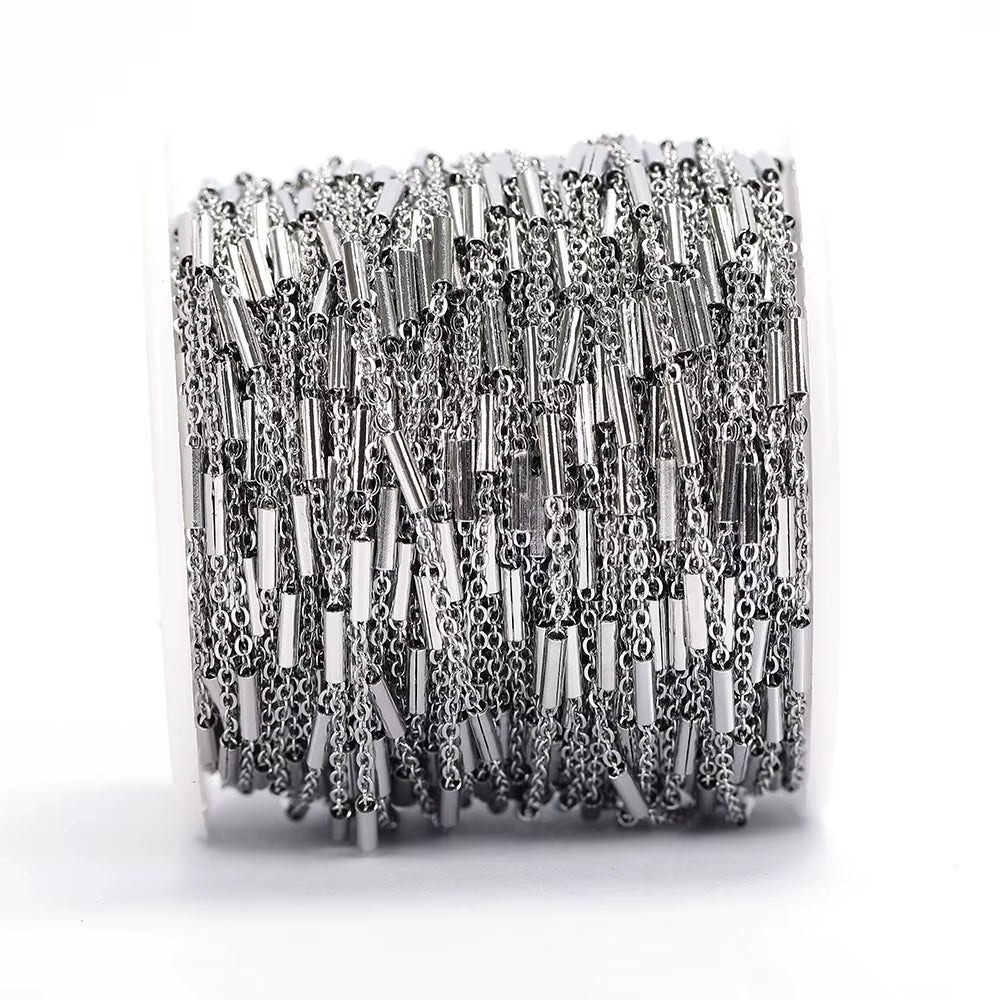 2-Meter No Fade Stainless Steel Chains for Jewelry Making - Gold Beaded Necklace and Bracelet Accessories