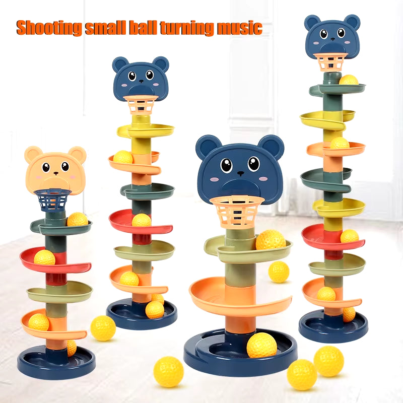 Early Educational Stacking and Rolling Ball Tower Toy for Toddlers - Interactive Spin Track Puzzle Gift for Children