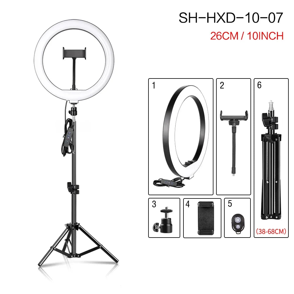 10-Inch LED Ring Light with Phone Clip and Tripod Stand for Selfie Videos and Live Photography on TikTok and YouTube