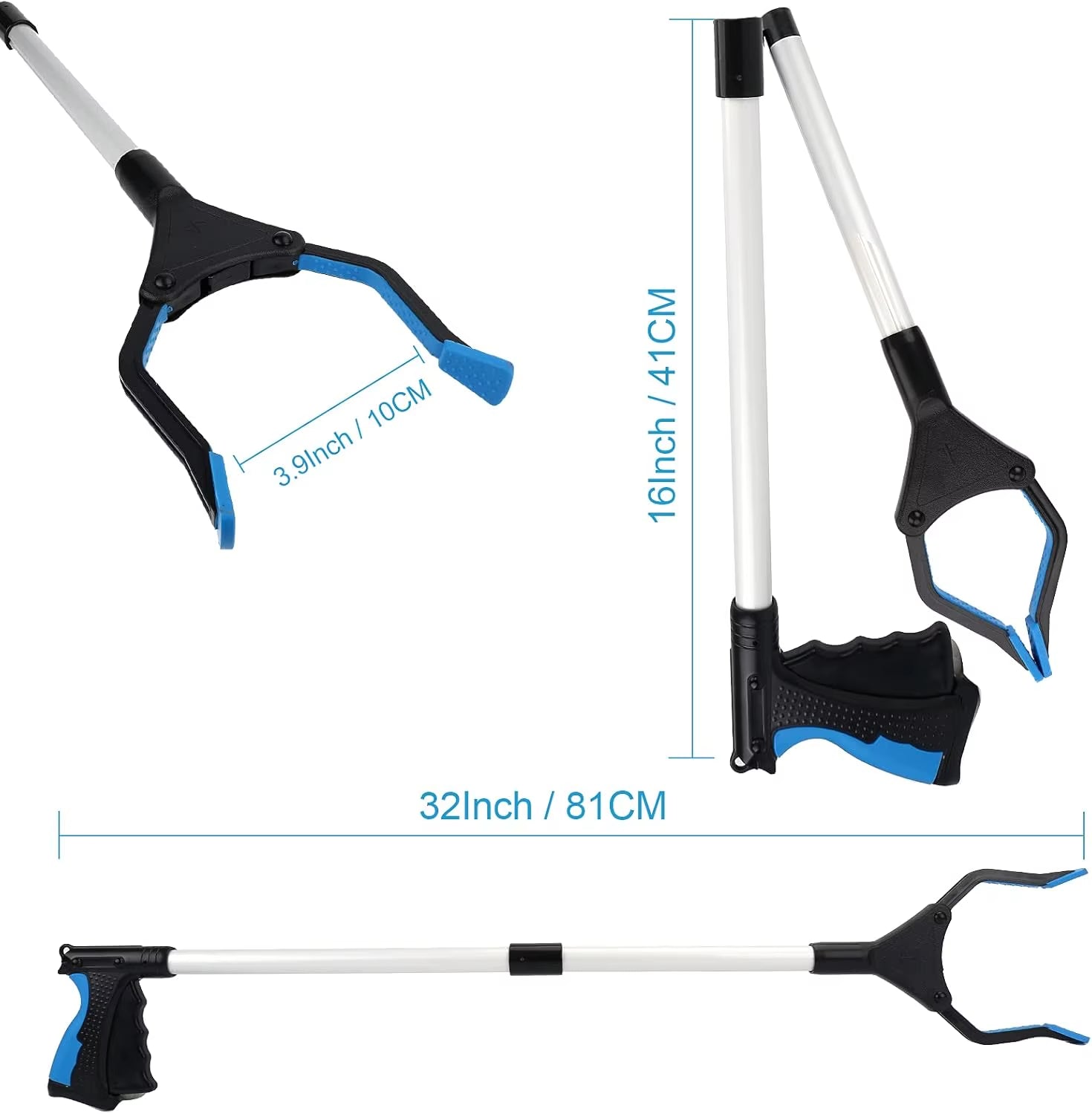 Upgrade Pick up Stick Litter Picker 360° Rotating Head 32" Foldable Lightweight Trash Claw Grabbers for Elderly Reaching Tool