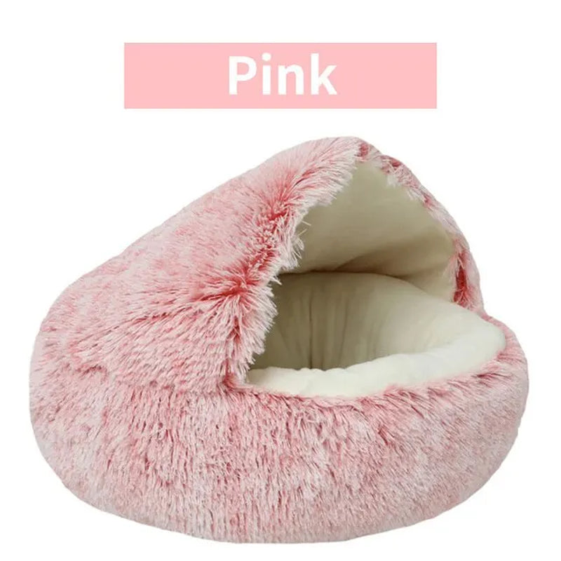 Premium Soft Plush Round Pet Bed with Removable Cover - 2-in-1 Sleeping Nest for Cats and Small Dogs