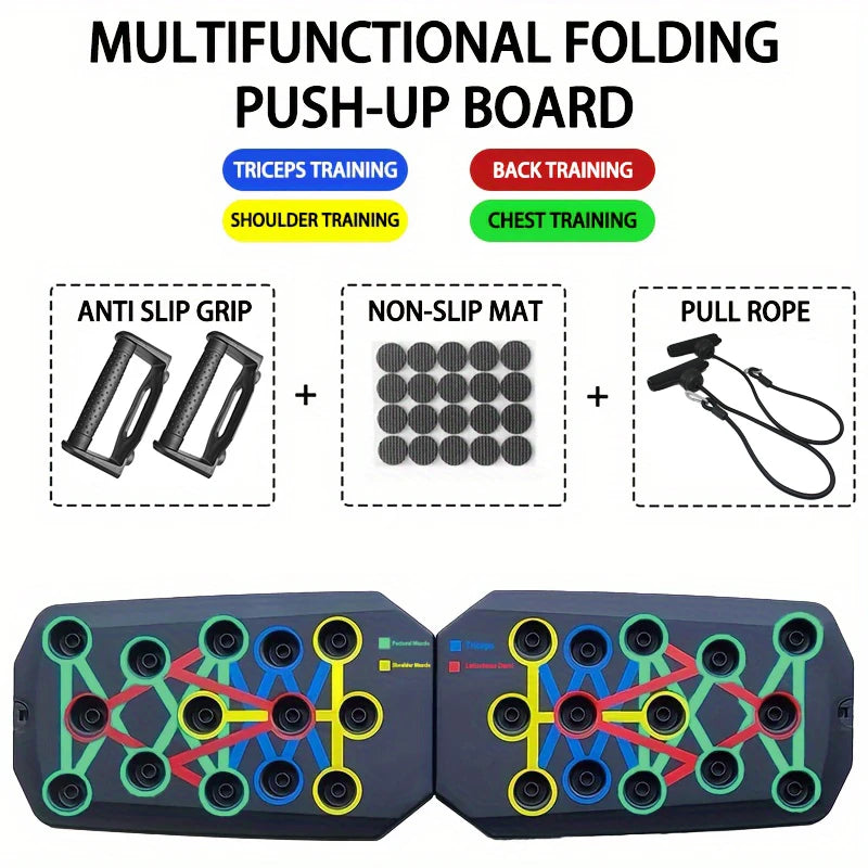 Portable Multifunctional Push-Up Board with Handles - Foldable Fitness Equipment for Comprehensive Chest, Abdomen, Arms, and Back Training