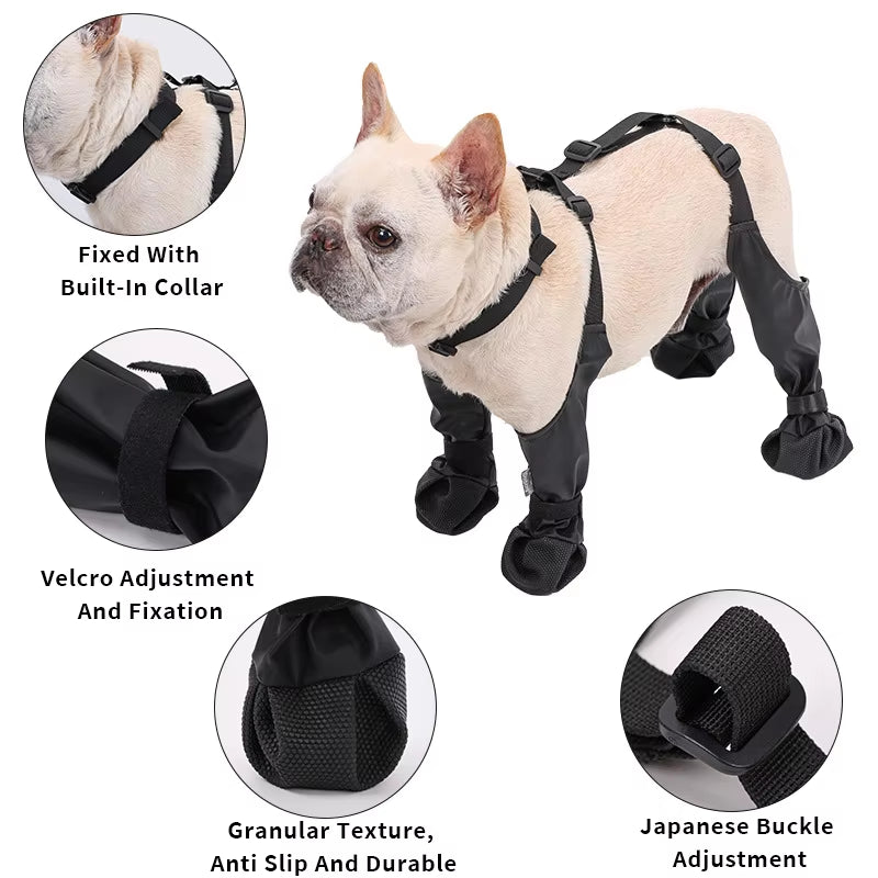 Waterproof Adjustable Non-Slip Dog Boots - Outdoor Protection for Small to Medium Dogs, Perfect for French Bulldogs!